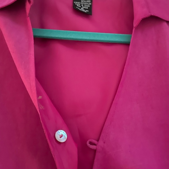 Anne Carson fuchsia silk & linen wrap top! Very sophisticated and soft. Size M. - Picture 7 of 8